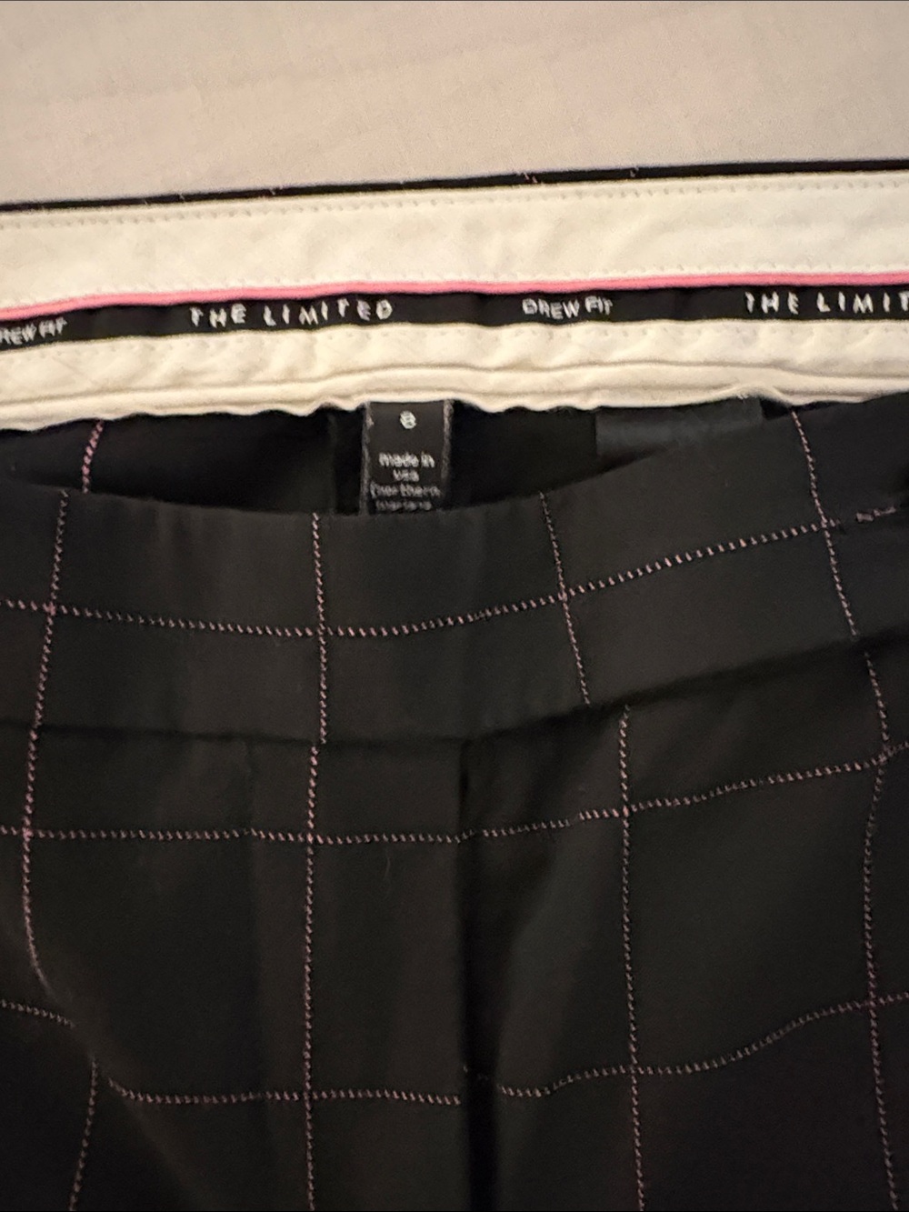The Limited Black Pants with Pink Windowpane Stitching